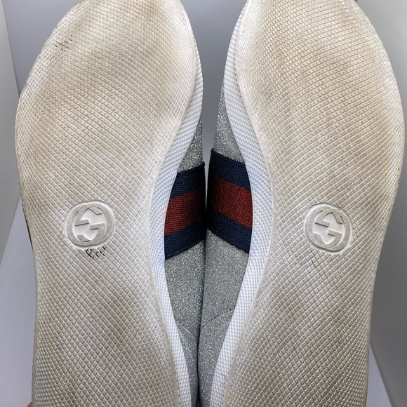 SOLD-⭐️Authentic⭐️Gucci T.Sparkle Silver Glitter Shoes - Picture 8 of 14